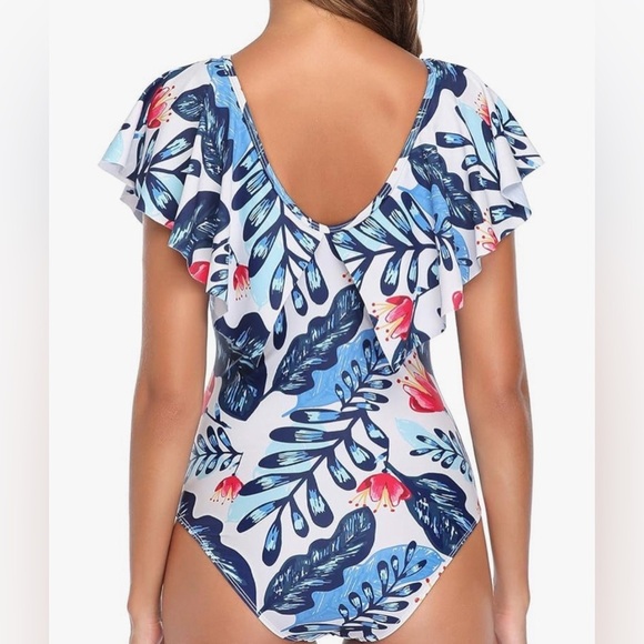 New FullCoverage Ruffle Hawaiian floral 
Bathing suit & matching Tankini SwimTop - Picture 2 of 12